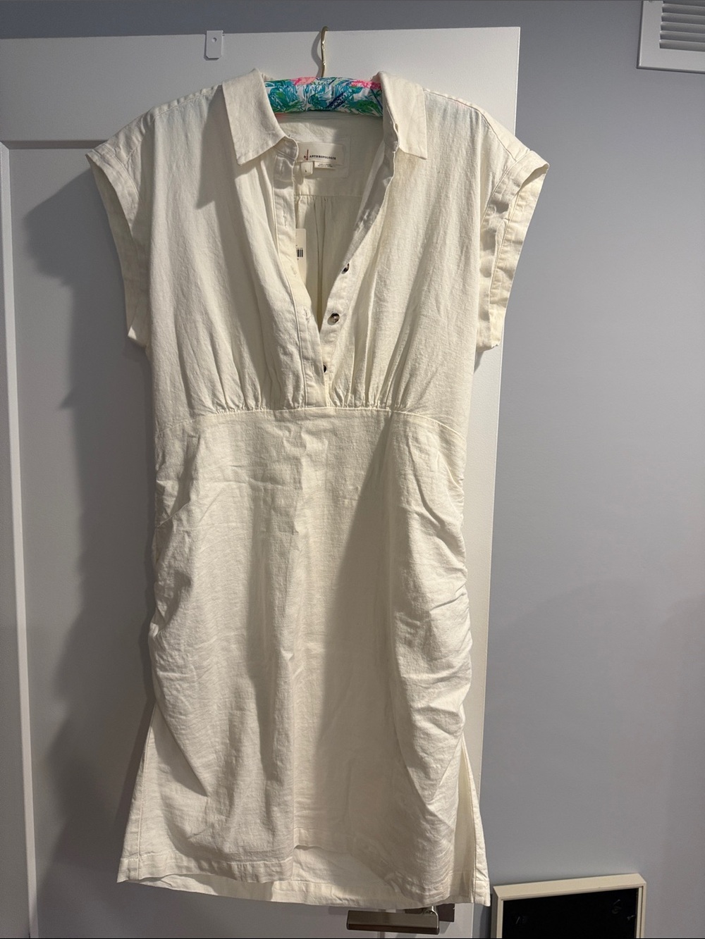 Anthropologie Women’s Cream Shirt Dress - Lightweight Button Polo Style